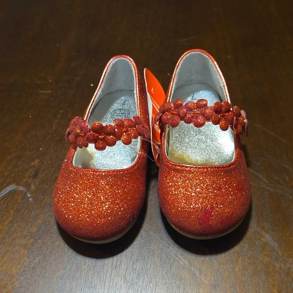 Wonder Nation‎ Red Glitter Dress Shoes for Girls- Size 7